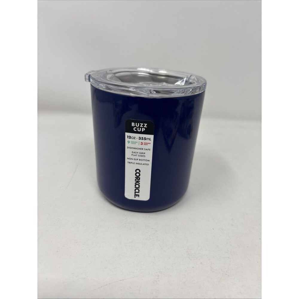 Corkcicle 12oz Navy Triple Insulated Stainless Steel Buzz Cup Slide Lock Lid